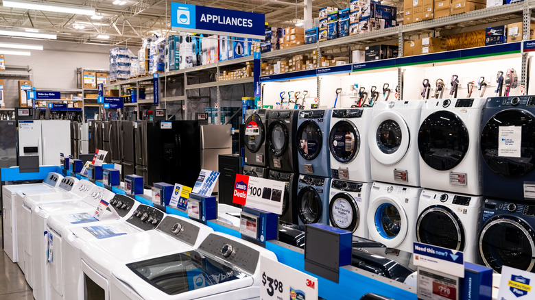 Appliances on sale at a Lowe's outlet.