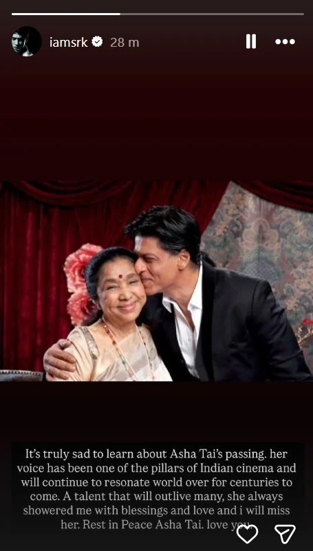 Asha Bhosle dies: Shah Rukh Khan, Karan Johar and others pay tributes