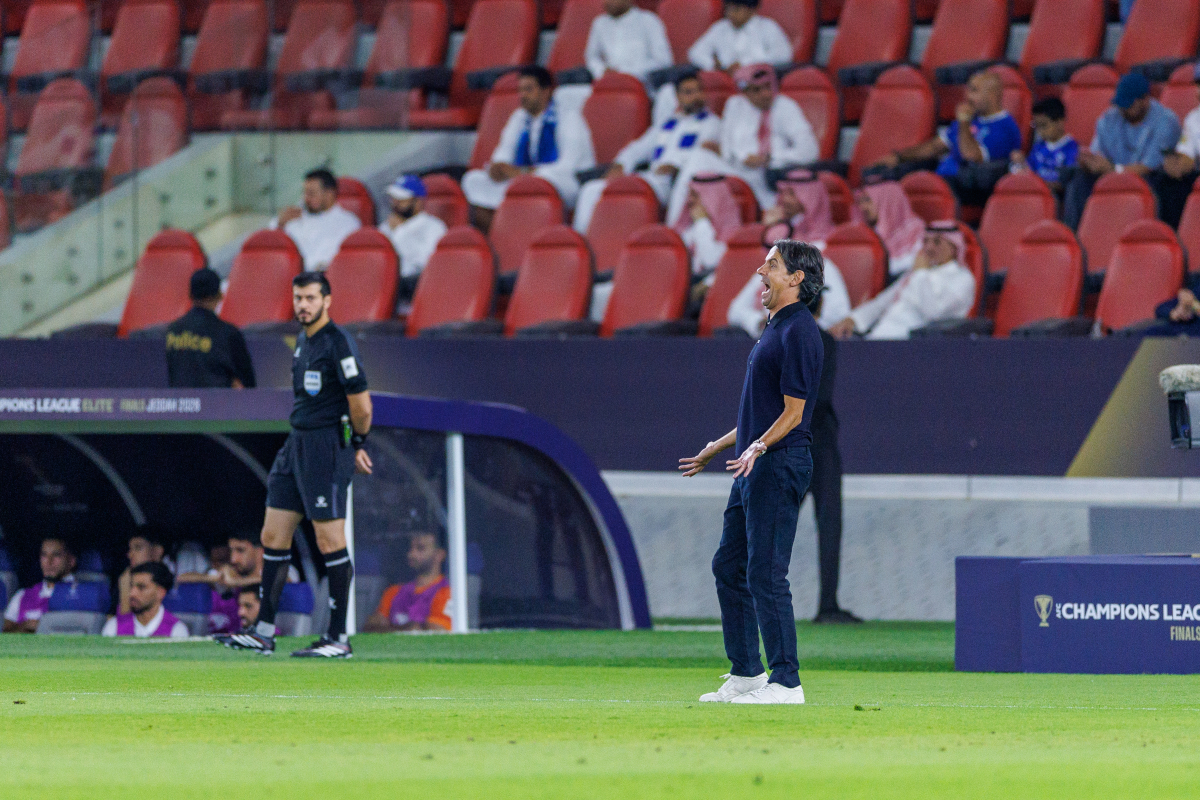 JEDDAH, SAUDI ARABIA - APRIL 13: Simone Inzaghi team Manager of Al Hilal FC during the AFC Champions League Elite game between Al Hilal FC and Al Sadd SC at Prince Abdullah AlFaisal Sports City on April 13, 2026 in Jeddah, Saudi Arabia. (Photo by Abdullah Ahmed/Getty Images)