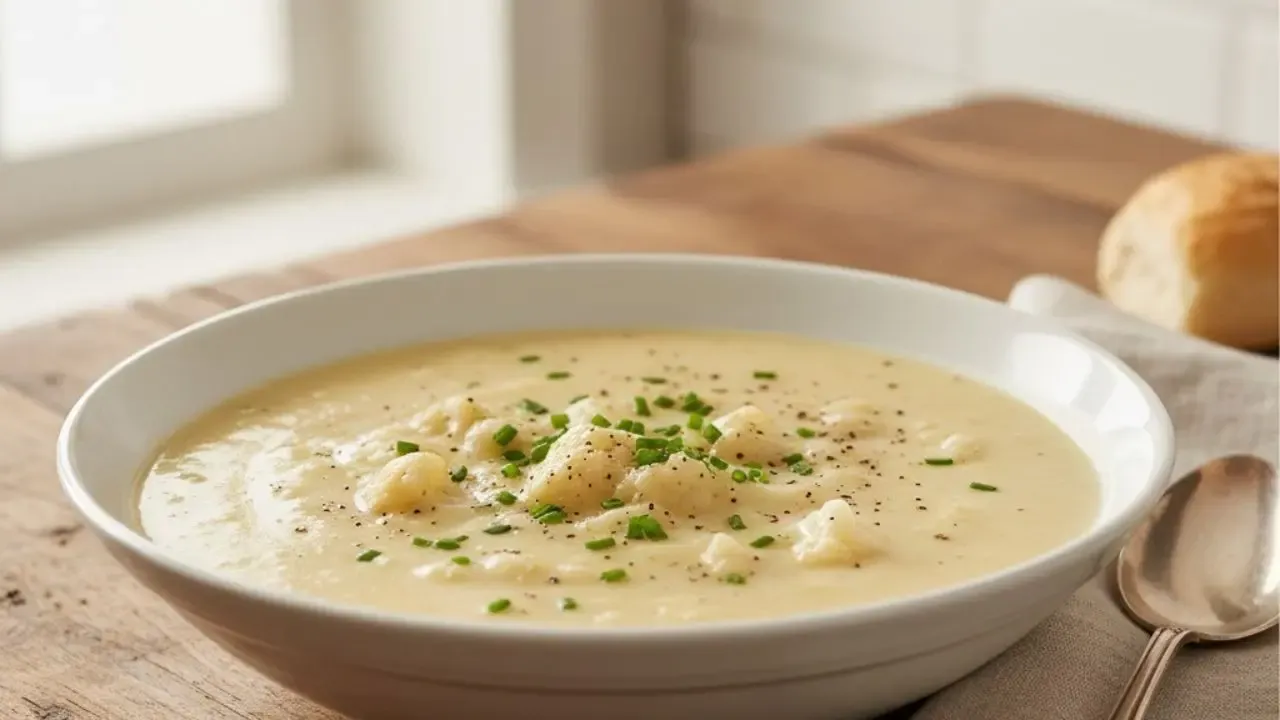 Cheese and Cauliflower Soup in bowl