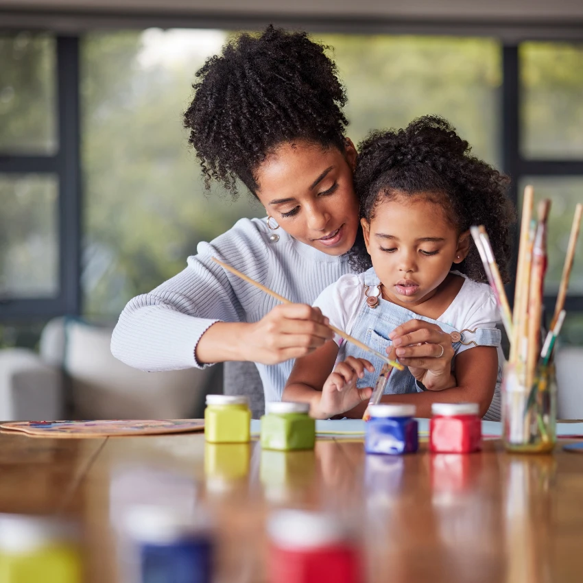 mom with a full-time playing with daughter because she isn't burned out