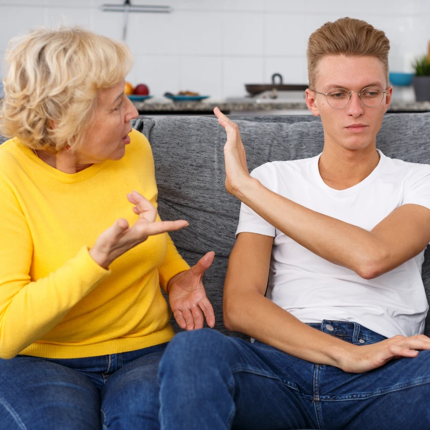 helicopter mom trying to be overbearing with her adult son