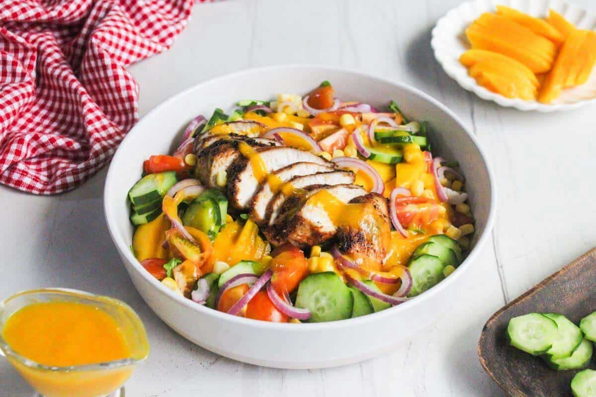 Try refreshing mango chicken salad in just 10 minutes.