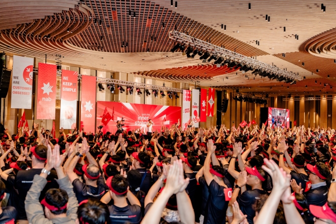 NAB Innovation Centre Vietnams employees attending a companys event. Photo courtesy of NAB Vietnam