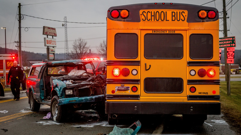 A school bus accident with a passenger vehicle in Allegheny Township, Pennsylvania.