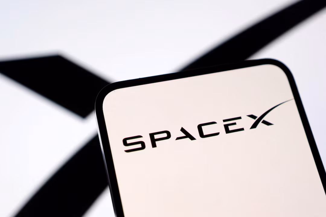 Illustration shows SpaceX logo
