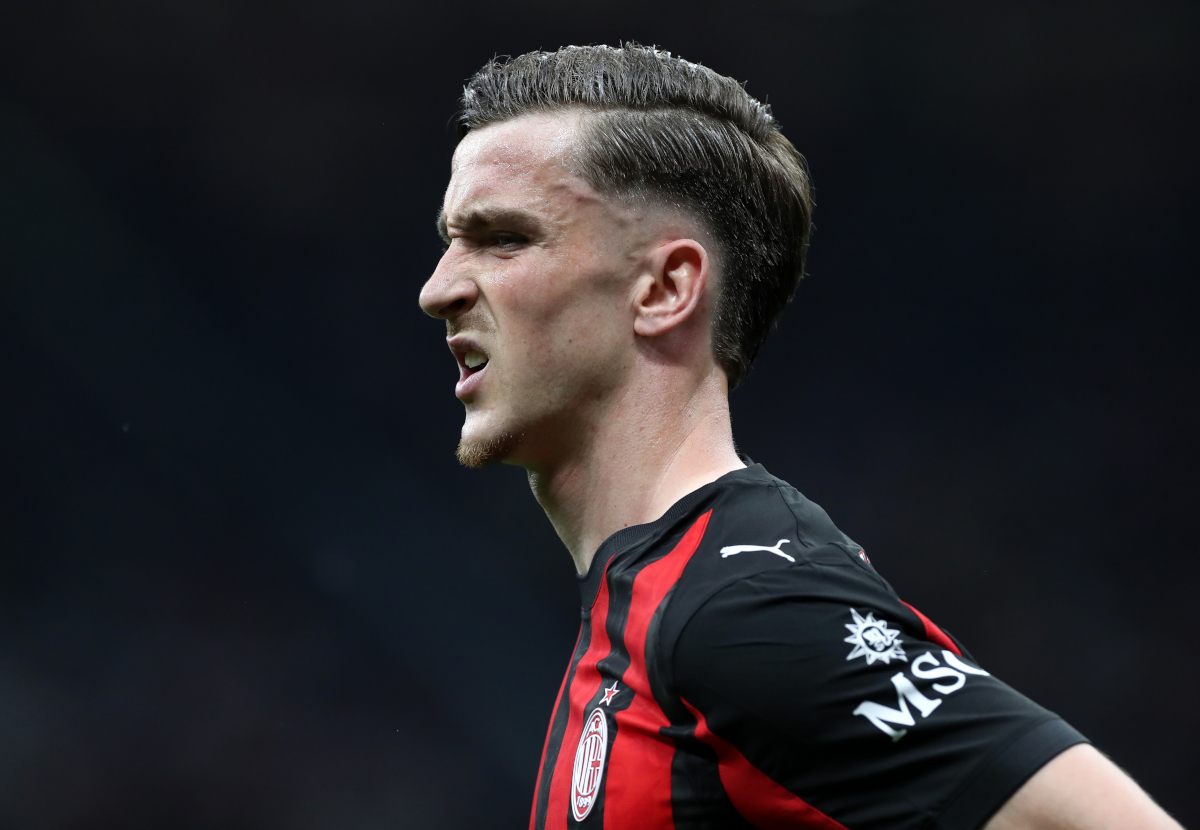 MILAN, ITALY - APRIL 26: Alexis Saelemaekers of AC Milan looks on during the Serie A match between AC Milan and Juventus FC at Giuseppe Meazza Stadium on April 26, 2026 in Milan, Italy. (Photo by Marco Luzzani/Getty Images)