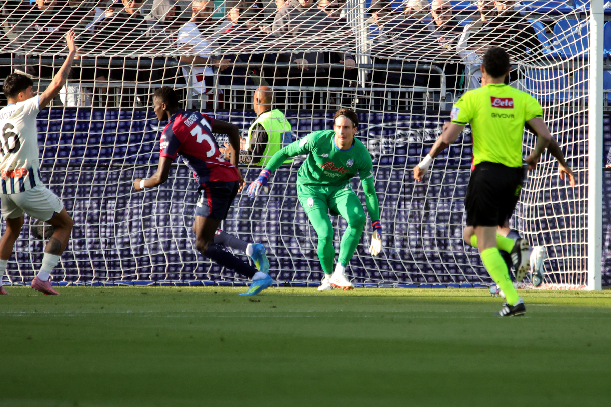 CAGLIARI, ITALY - APRIL 27: Paul Mendy #31 of Cagliari scores the opening goal during the Serie A match between Cagliari Calcio and Atalanta BC at Stadio Sant'Elia on April 27, 2026 in Cagliari, Italy. (Photo by Enrico Locci/Getty Images)