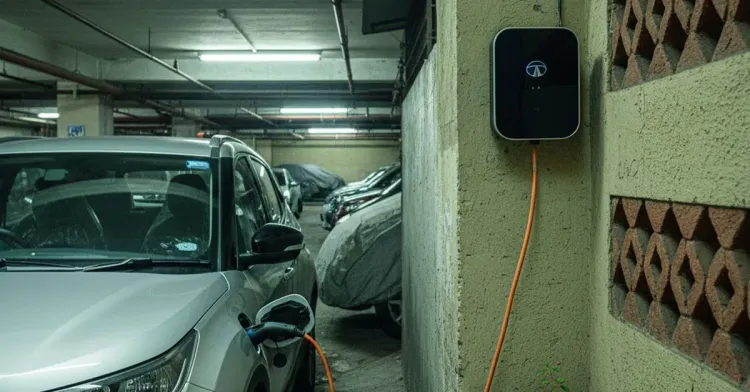 wall charger in basement parking