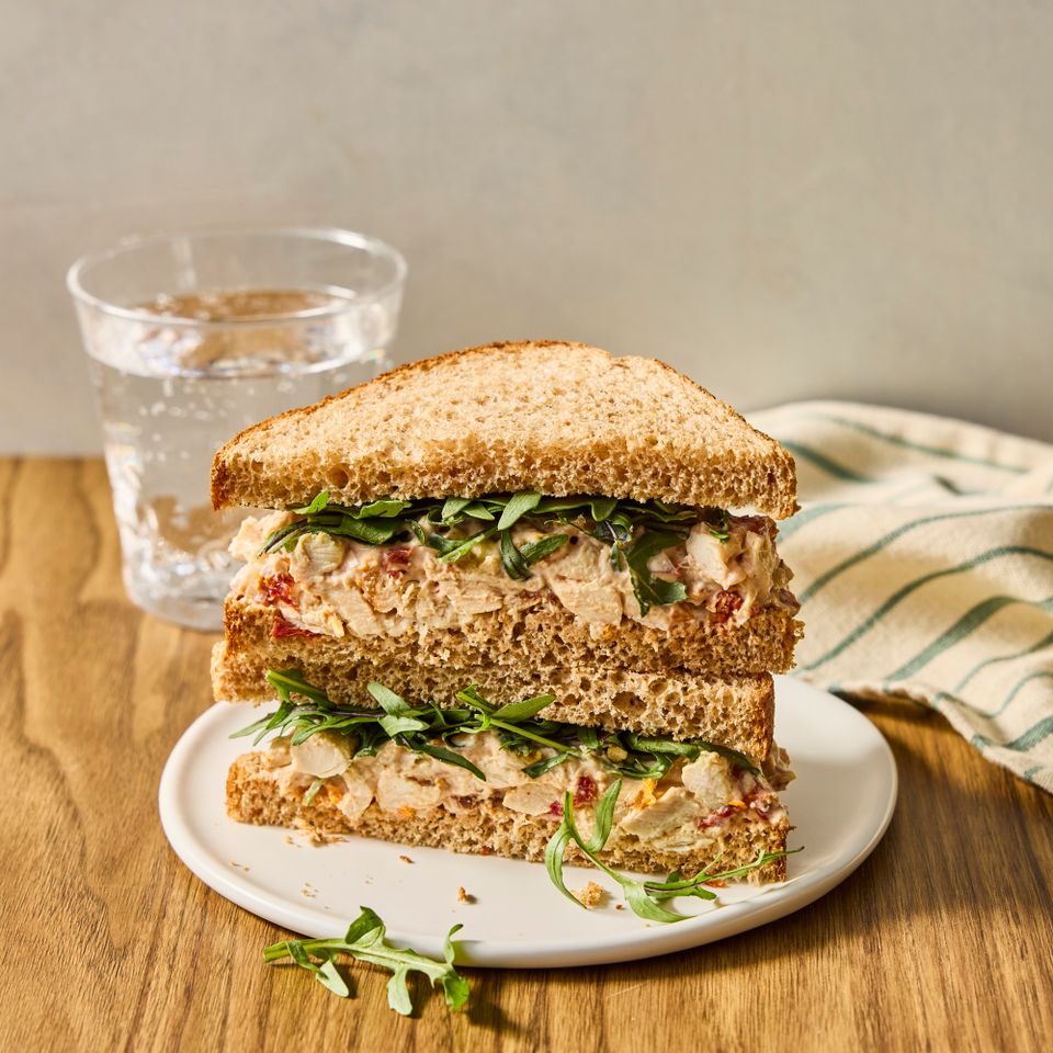 an image of the Marry Me Chicken Salad Sandwich Credit: Photographer: Stacy Allen, Food Stylist: Chelsea Zimmer, Prop Stylist: Christina Daley