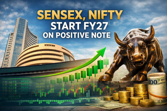 Sensex, Nifty start FY27 on positive note, snap 2-day losing streak