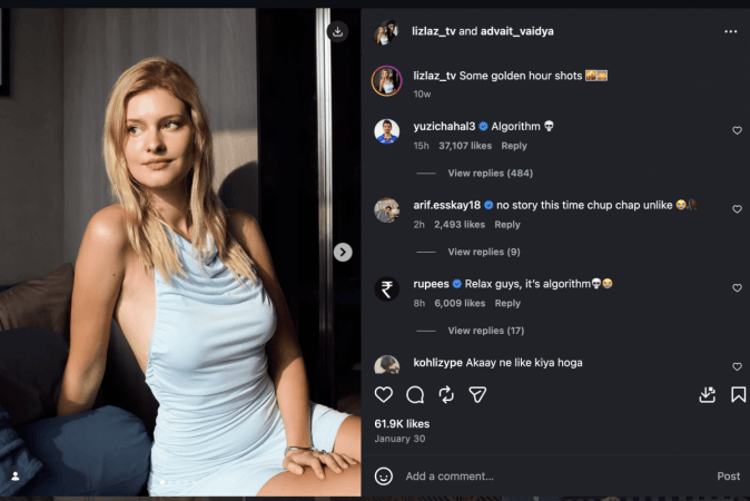 Yuzvendra Chalal brutally roasts Virat Kohli for liking model LizLaz's Instagram post in one word