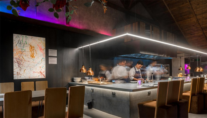 Open kitchen at Monkey Gallery Dining. Photo: Michelin Guide