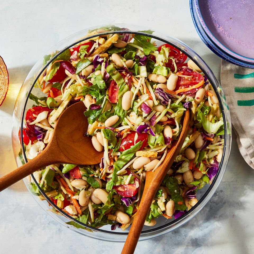 3-Ingredient White Bean & Cherry Tomato Salad Credit: Photographer: Jen Causey, Food Stylist: Emily Nabors Hall, Prop Stylist: Josh Hoggle