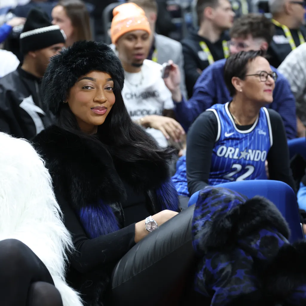 Angel Reese attends the game between the Memphis Grizzlies and the Orlando Magic.