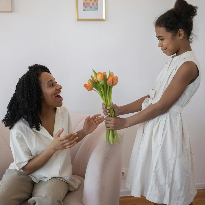 young mom spending mother's day with her daughter