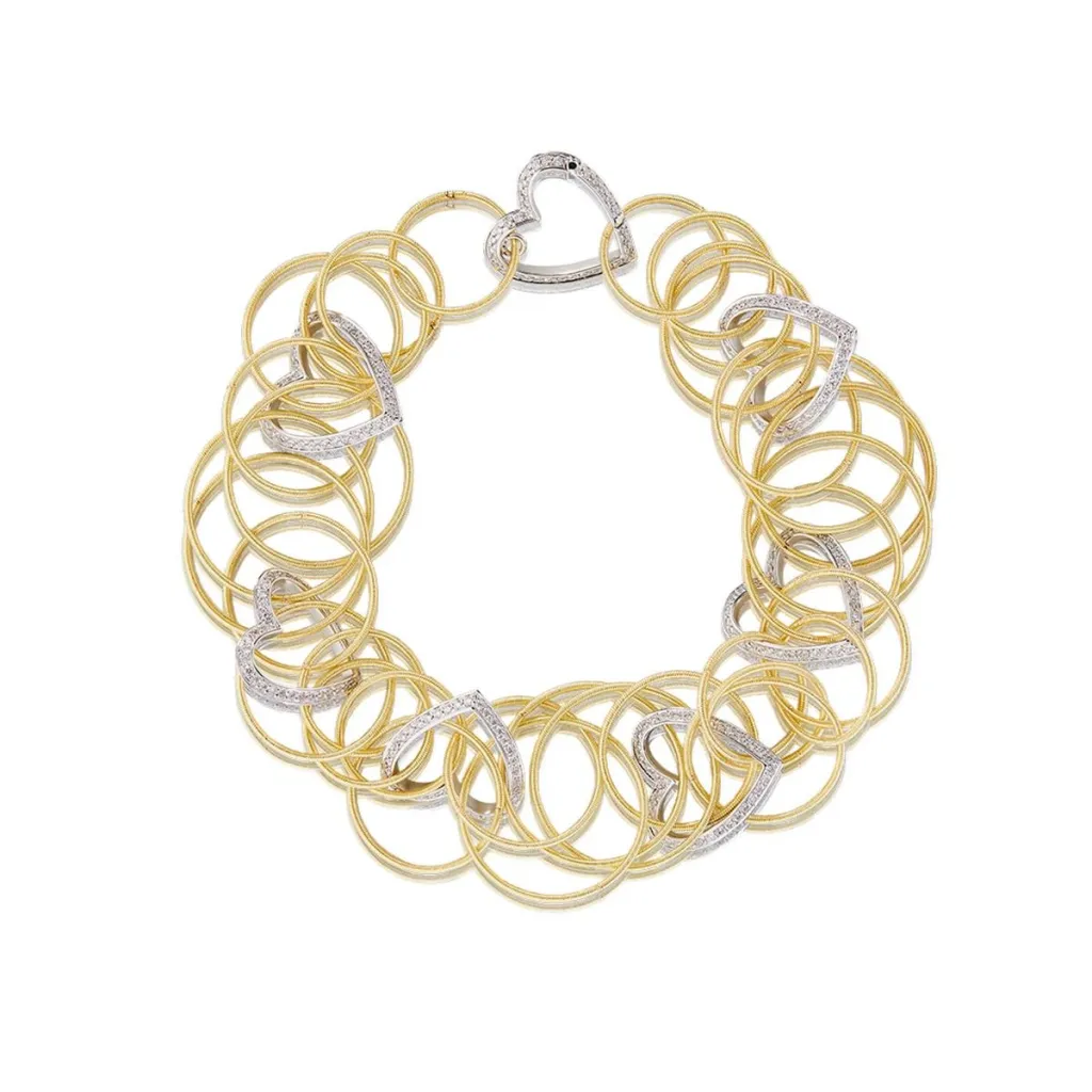 Buccellati Hawaii Yellow and White Gold Diamond Heart Bracelet.