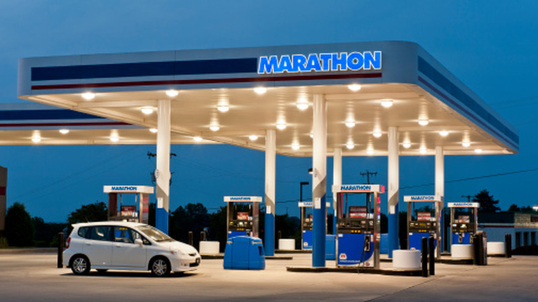 marathon gas station at night