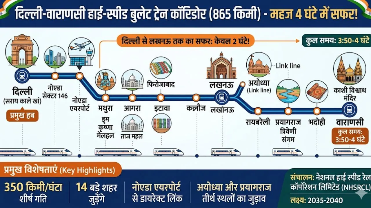 Delhi Varanasi Bullet Train route