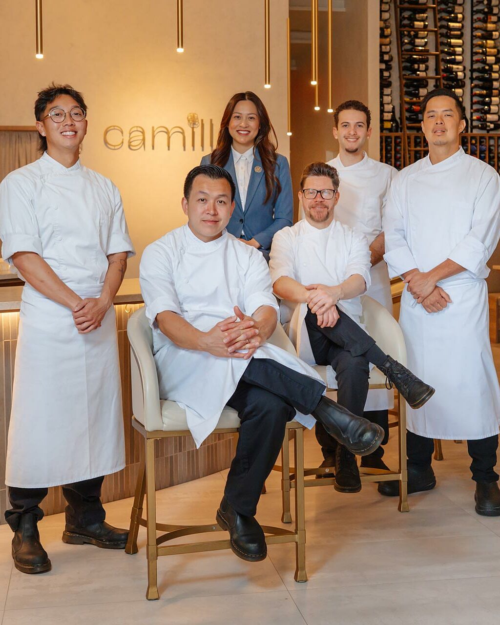 Chef Tung Phan and his colleagues at the restaurant. Photo: Felipe Callado