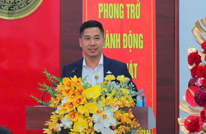 Nguyen Tuan Anh, General Director of Stavian Industrial Park, delivers remarks at the conference. Photo courtesy of Stavian Industrial Park