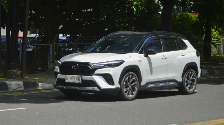 corolla cross on road