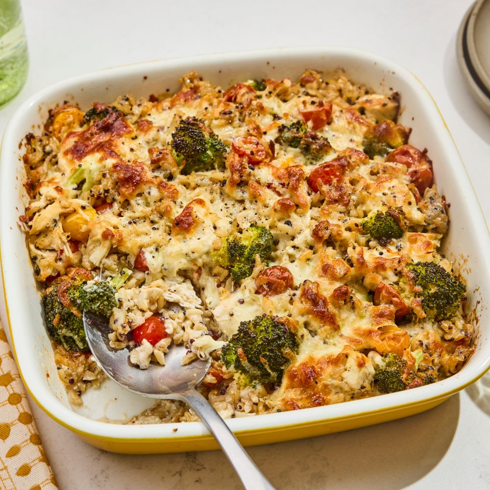 A recipe image of Cheesy Chicken, Tomato & Broccoli Casserole Credit: Photographer: Stacy Allen.