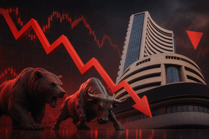 Sensex Drops Over 400 Points, Nifty Slips as West Asia Tensions and Weak Global Cues Weigh on Markets