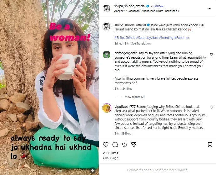 Shilpa Shinde shares cryptic post after AICWAs demand