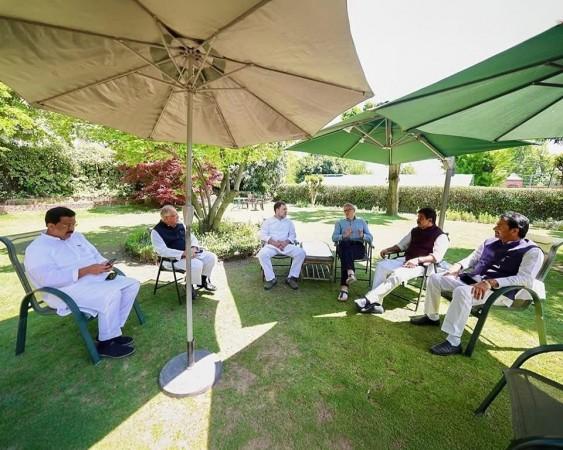 File picture Leader of Opposition Rahul Gandhi along with Congress leaders meeting J&K Chief Minister Omar Abdullah at Srinagar Rahul Gandhi