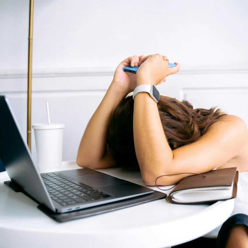woman stuck in monotonous routine of working from home