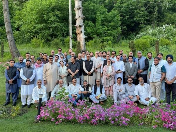 Chief Minister Omar Abdullah with National Conference MLAs and MPs NC leaders