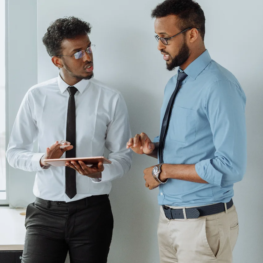 co-workers communicating about what they need