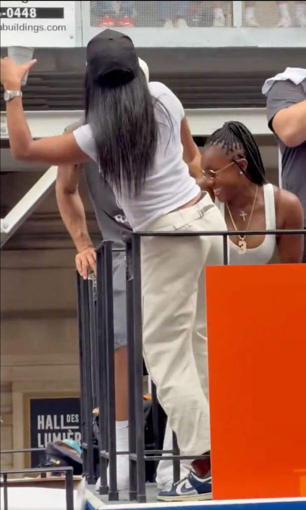 Josh Hart's wife Shannon dancing on a bus.