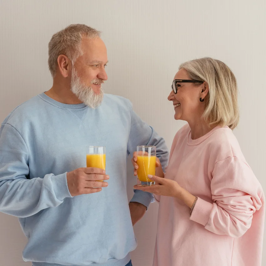 couple drinking orange juice