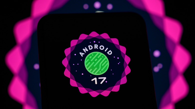 Android 17 logo on a phone