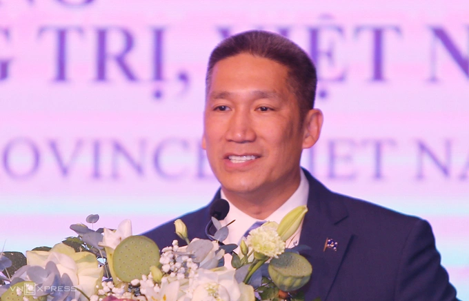 Acting Secretary of the US Navy Hung Cao spoke. Photo: Dac Thanh