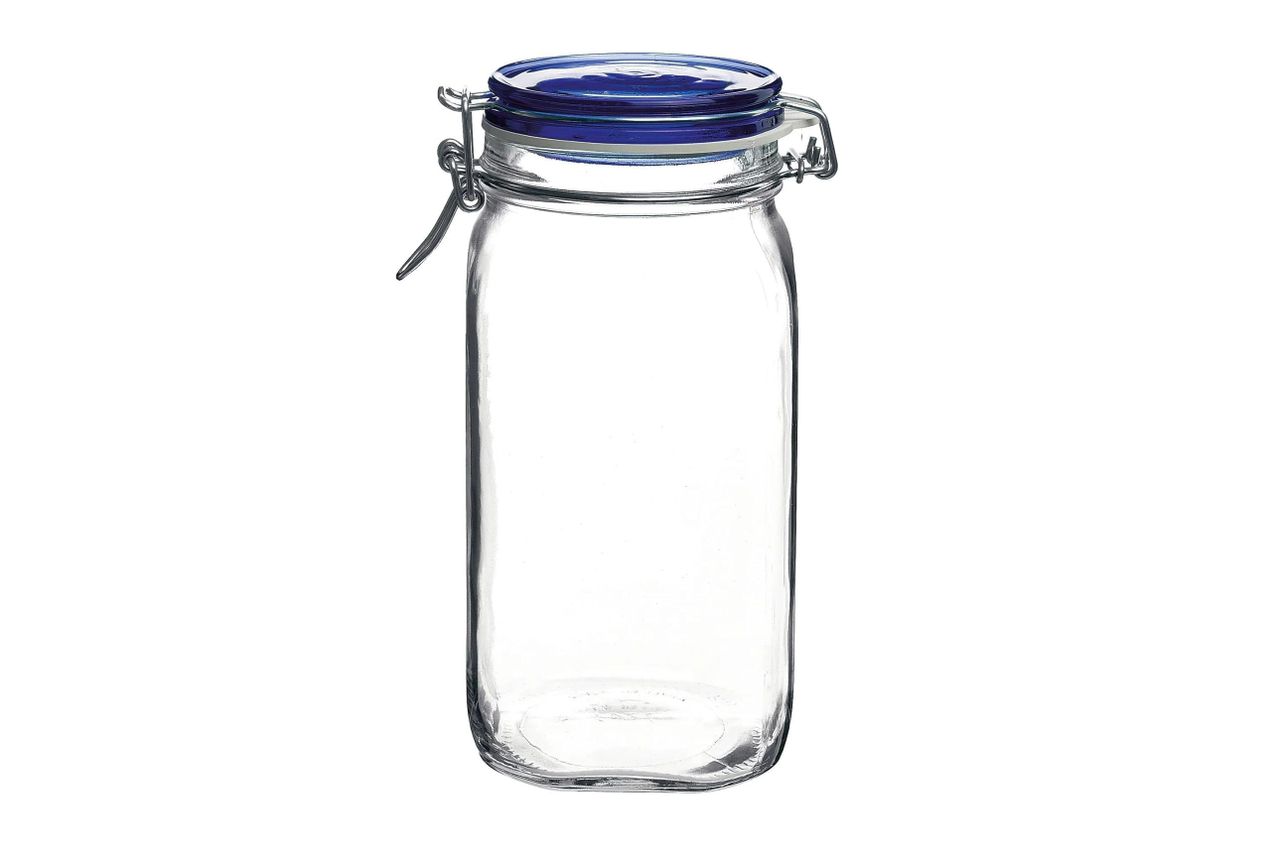 bormioli rocco fido square jaw with blue lid Credit: Amazon
