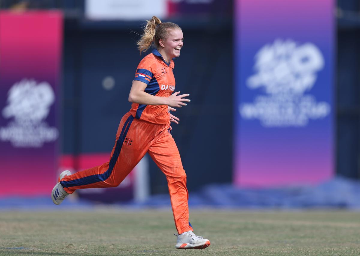 Hannah Landheer of Netherlands celebrates after dismissing Tara Norris of United States during the ICC Women´s T20 World Cup 2026. Hannah Landheer of Netherlands celebrates after dismissing Tara Norris of United States during the ICC Women´s T20 World Cup 2026.
