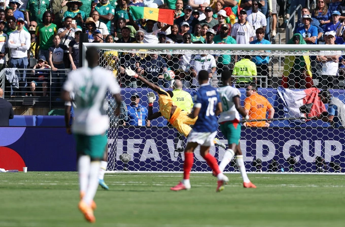 The shot angle in the beautiful goal to complete the double and seal Kylian Mbappe's 3-1 victory in the France - Senegal 2026 World Cup group stage match at MetLife Stadium, New Jersey, USA on June 16, 2026. Photo: Reuters