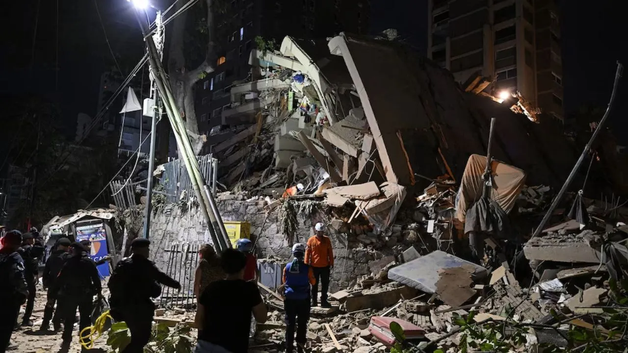 Building collapsed following the earthquake in Venezuela