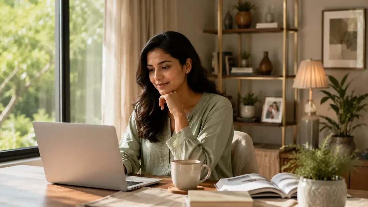Woman planning a short weekend getaway from home