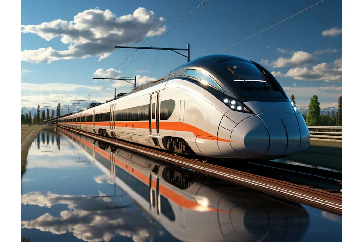 Vande Bharat Express passing through lush monsoon landscapes