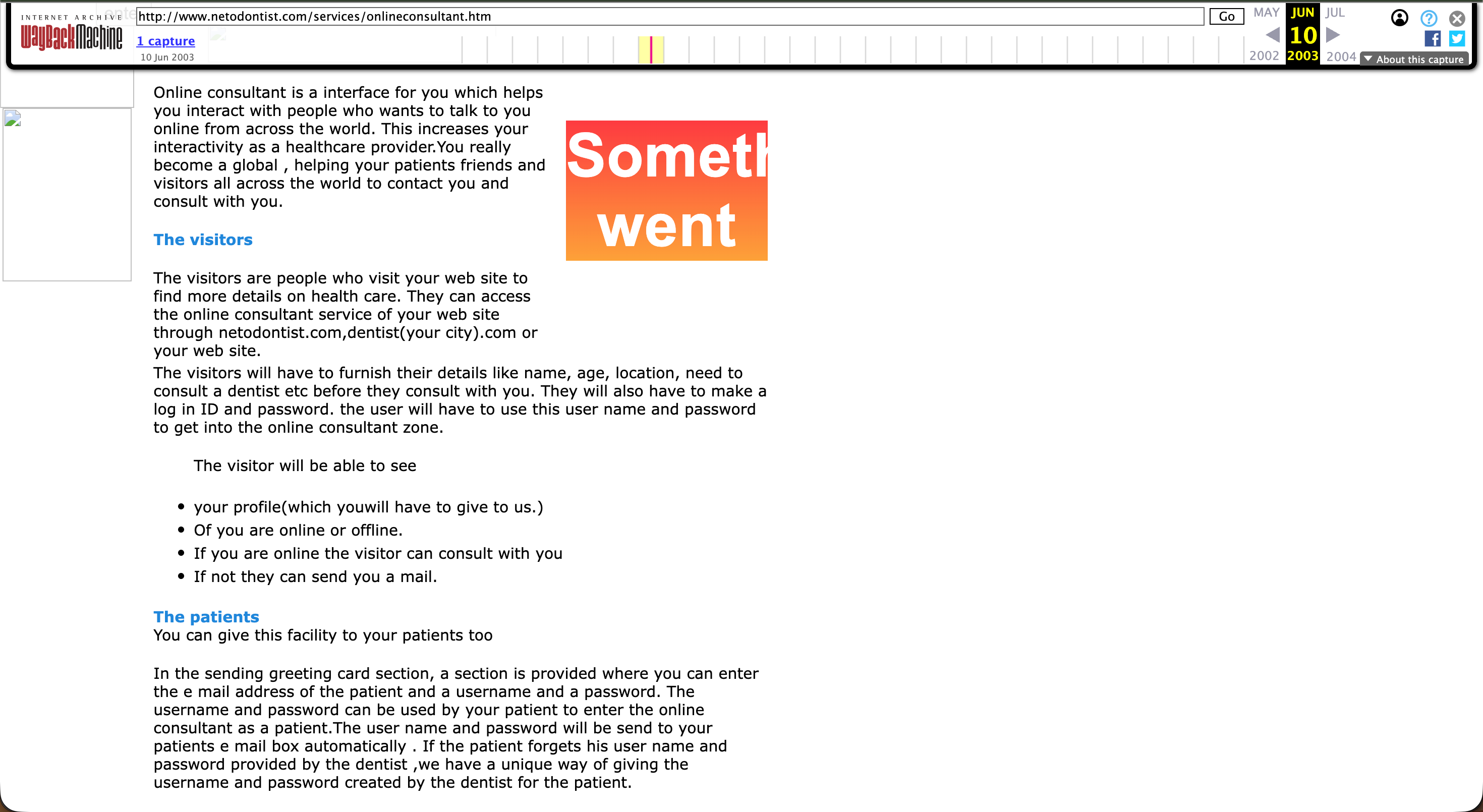 Screenshot from Wayback Machine.