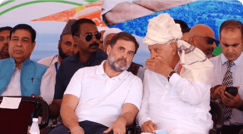 File picture of Congress leader Rahul Gandhi with National Conference leader Dr. Farooq Abdullah Rahul Gandhi