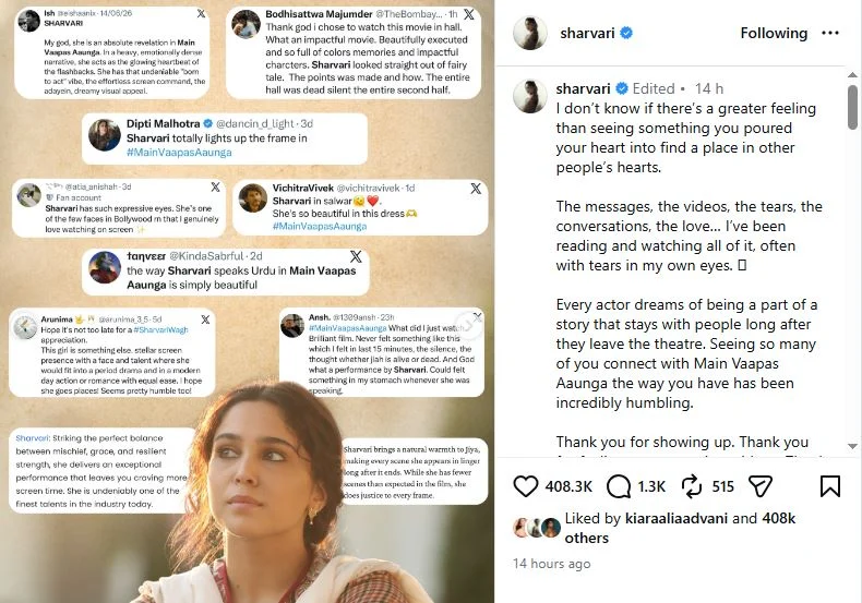 Sharvari pours her heart out on Main Vaapas Aaunga response