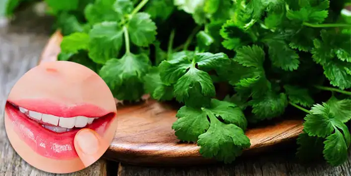 Use green coriander to get pink lips