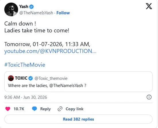 Yash hints at Toxic’s female-led teaser after backlash