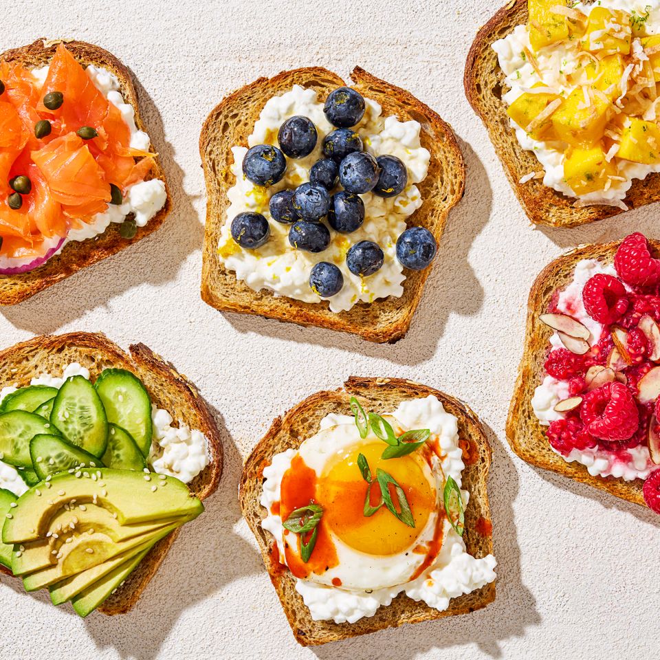 cottage cheese topped toasts with different toppings Credit: Ali Redmond