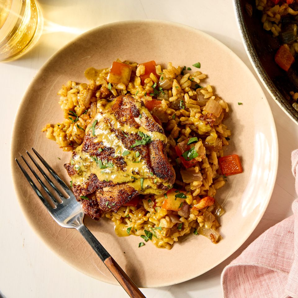 Recipe image of Crispy Chicken & Rice Skillet Casserole